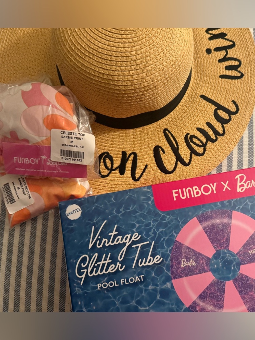 Barbie Bikini, Barbie Vintage Glitter Tube Pool Float & Sunhat